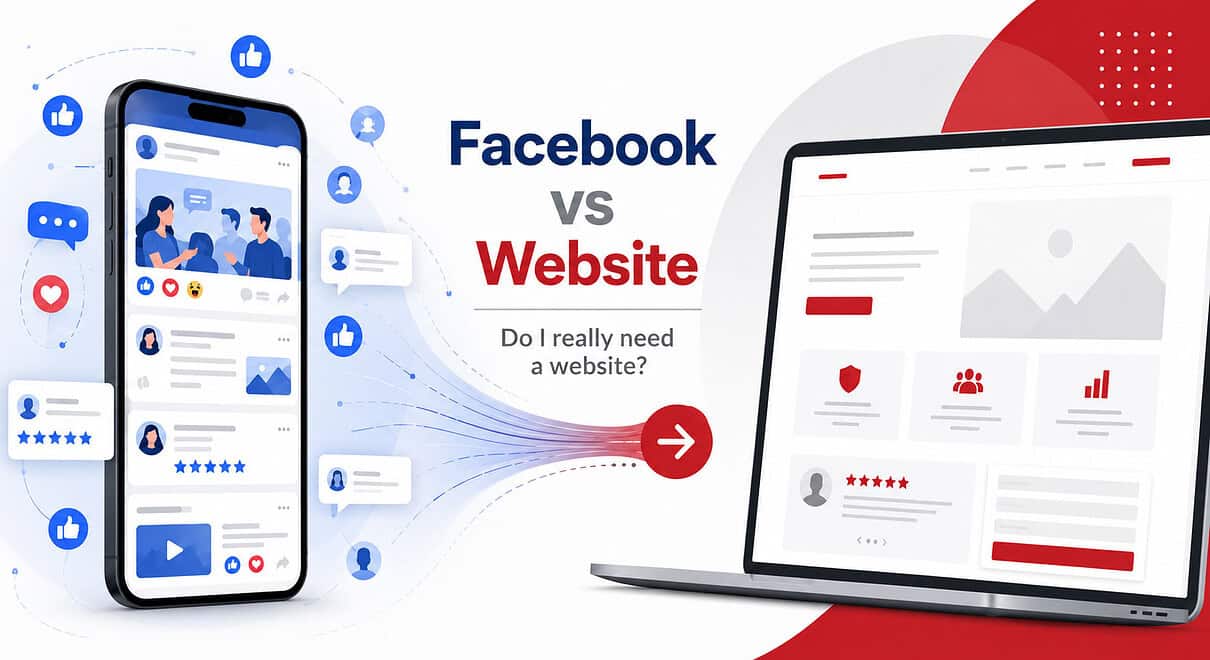 Comparison of Facebook and website for digital marketing strategies.