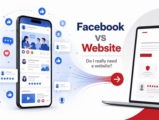Comparison of Facebook and website for digital marketing strategies.