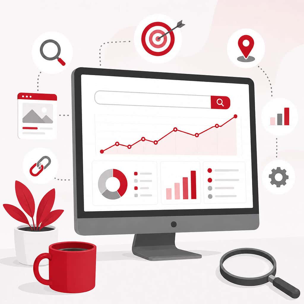 Analytics dashboard showing growth metrics and data insights for digital marketing campaigns.