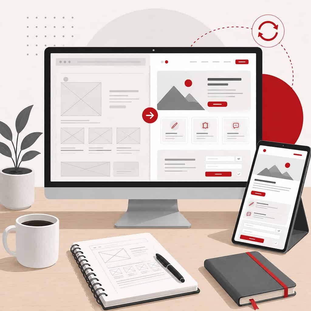 Modern website design displayed on desktop and mobile devices for digital marketing.