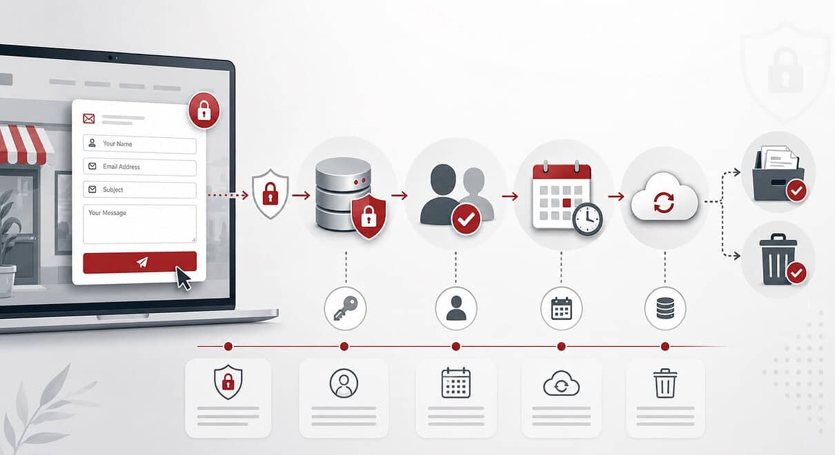 Secure contact form data flow with encryption and protection.