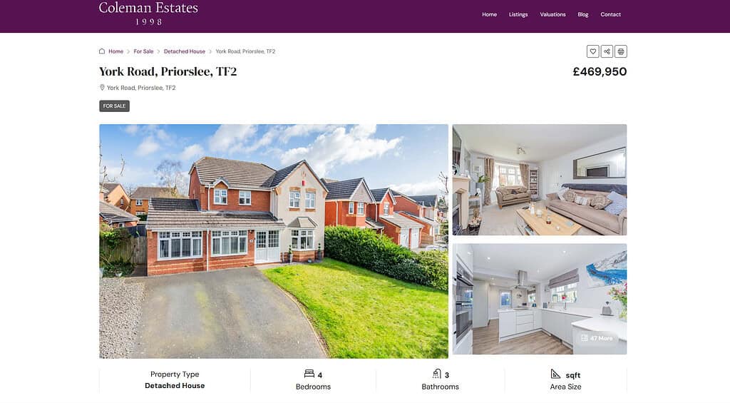 Spacious detached house with modern interior and garden in Priorslee, Telford.